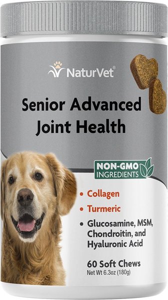 NaturVet Senior Advanced Joint Health Glucosamine， MSM， Chondroition and Collagen Dog Supplement