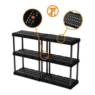 GRACIOUS LIVING 3 Shelf Knect-A-Shelf Solid Light Duty Storage Unit Black 4Pack 4 x 91082-1C