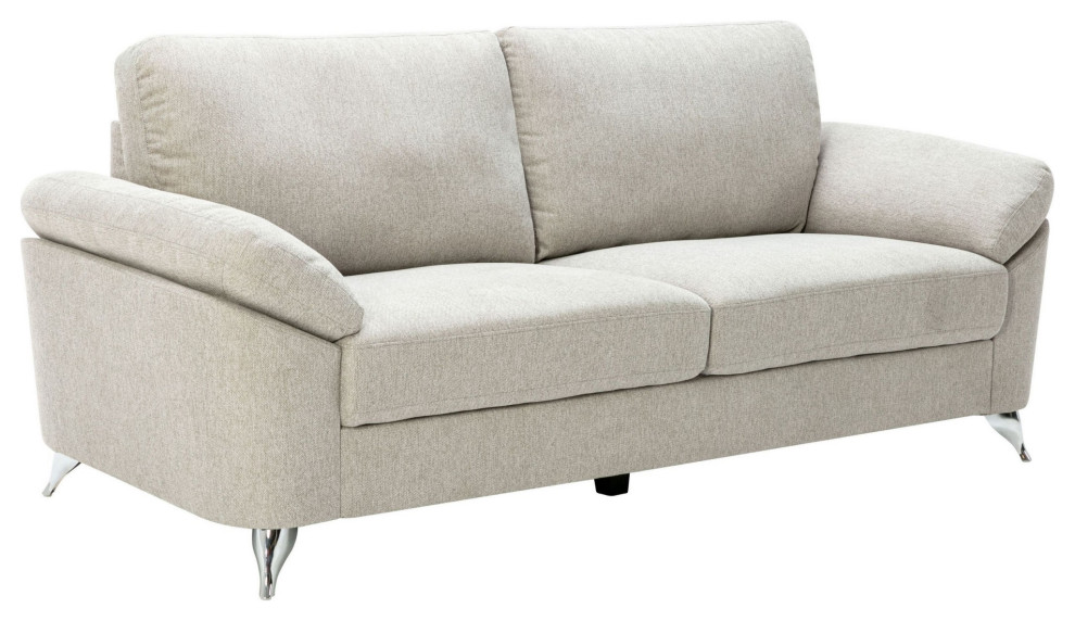 Luis 84 quotSofa  Light Gray Polyester  Pillow Top Arms  Metal Legs   Midcentury   Sofas   by VirVentures  Houzz