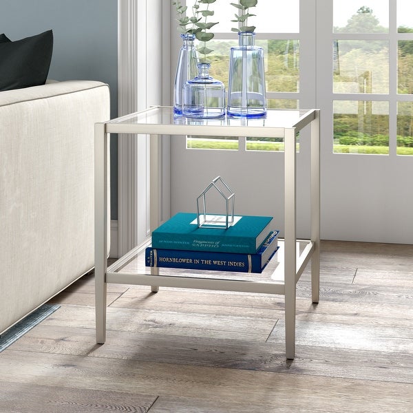 Hera 20'' Wide Square Side Table with Mirror Shelf