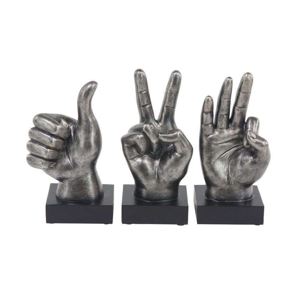 The Novogratz Dark Silver or Light Silver Polystone Hands Sculpture (Set of 3)   6\