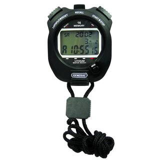 General Tools Three-Line Stopwatch with 16-Value Lap and Split Memory SW888L