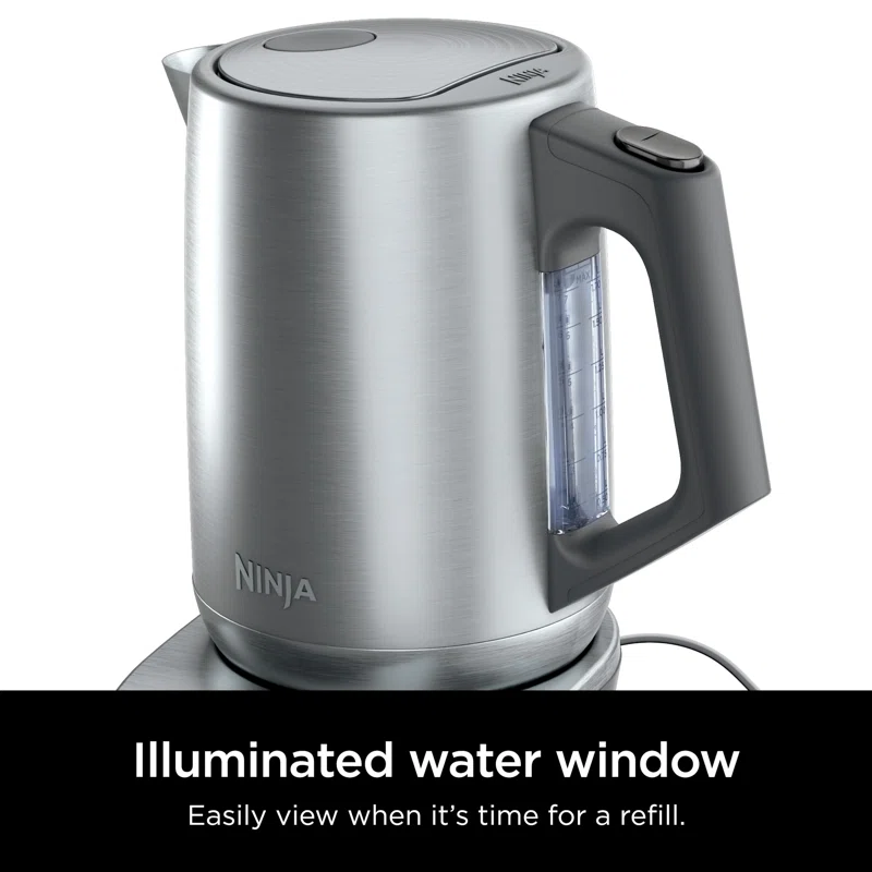 Ninja KT200 Precision Temperature Electric Kettle， 1500 watts， BPA Free， Stainless， 7-Cup Capacity， Hold Temp Setting， Silver