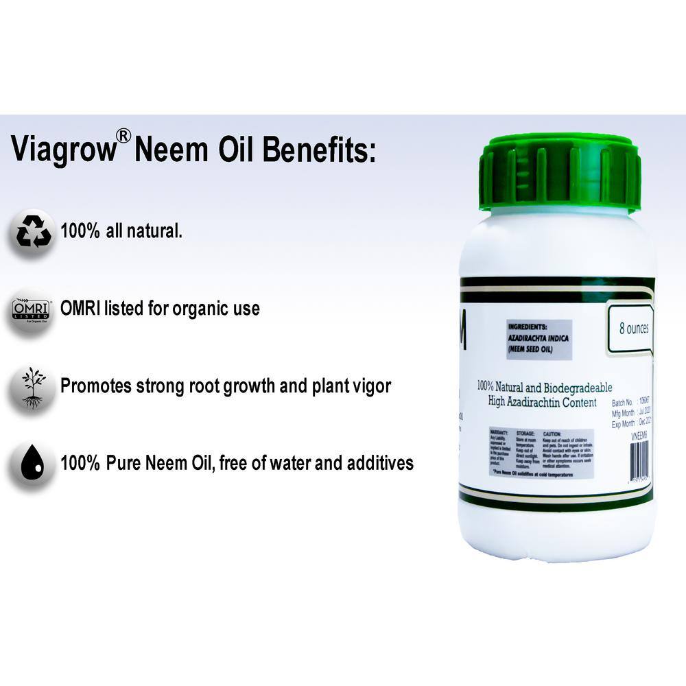 Viagrow 8 oz. Cold Pressed Neem Oil Seed Extract (Makes 12 Gal.) VNEEM8