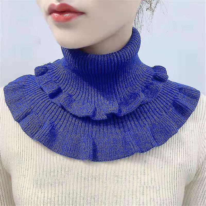 Women Fake Collar Scarf Knitted Elastic False Collar Scarf Warm Winter Cycling Windproof Ruffles Detachable Wrap Scarf