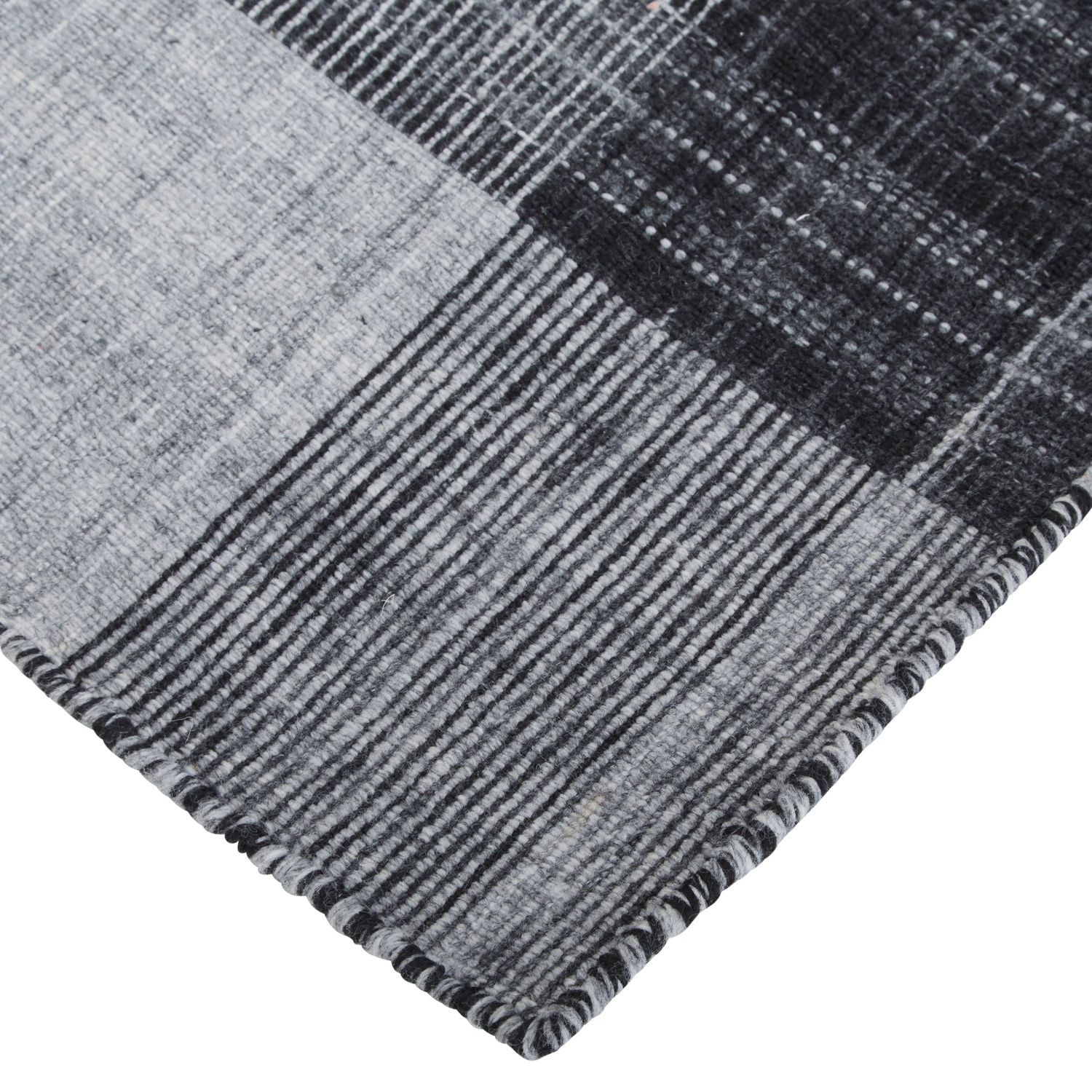 Moya Flatweave Black and Gray Rug by BD Fine