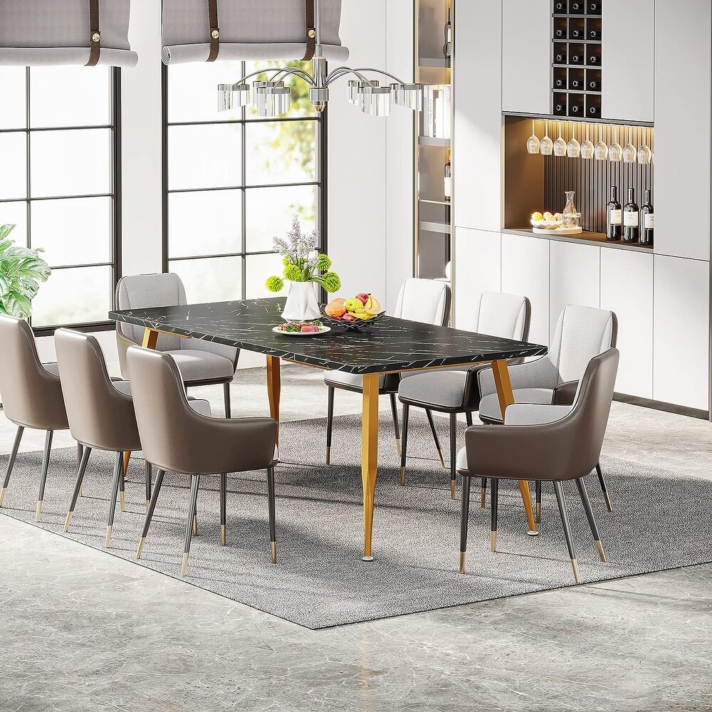 Large Dining Table for 6 to 8  70.9 Inch Kitchen Furniture  Brown/ Black