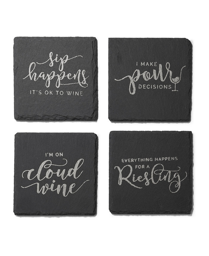 American Atelier 4 X 4 Cloud Wine Slate Coasters Square Set 4 Piece