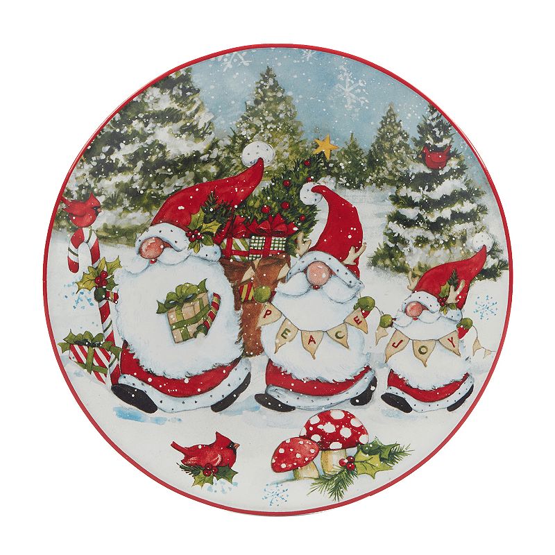 Certified International Set of 4 Christmas Gnomes Dessert Plates