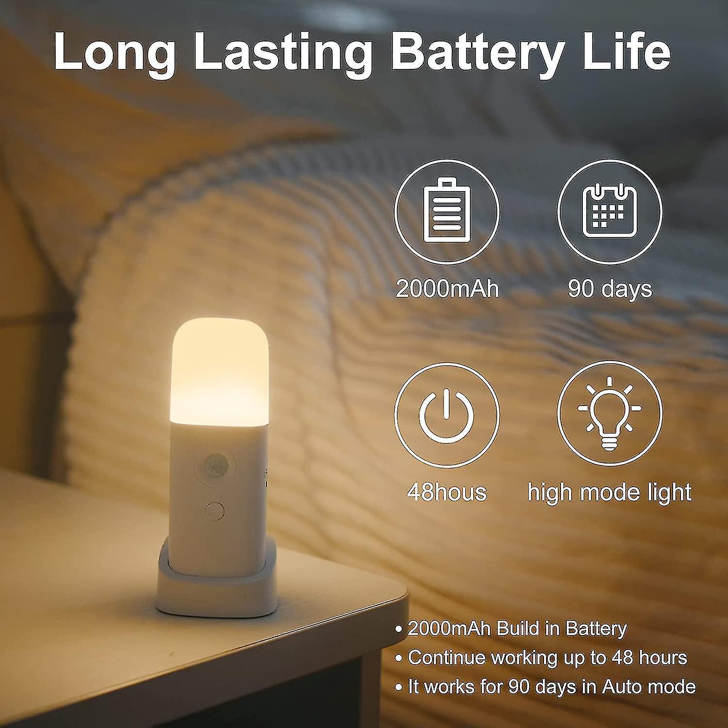 Creweel Rechargeable Motion Sensor Night Light， Battery Operated Nightlights， Dimmable Motion Sensor