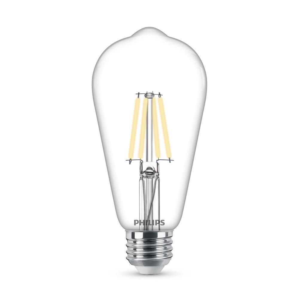 Philips 40-Watt Equivalent ST19 Clear Glass Dimmable E26 Vintage Edison LED Light Bulb Daylight 5000K (2-Pack) 564864