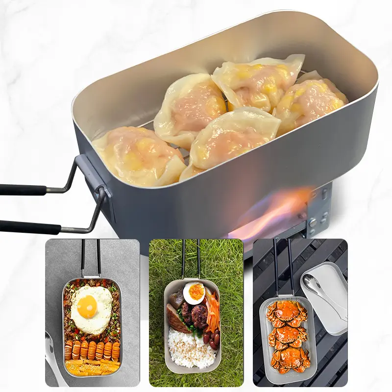 Light Weight Outdoor Heating Directly Japanese Style Lunch Box For Camping Hiking Hunting Fishing Aluminium oy Mess Tin