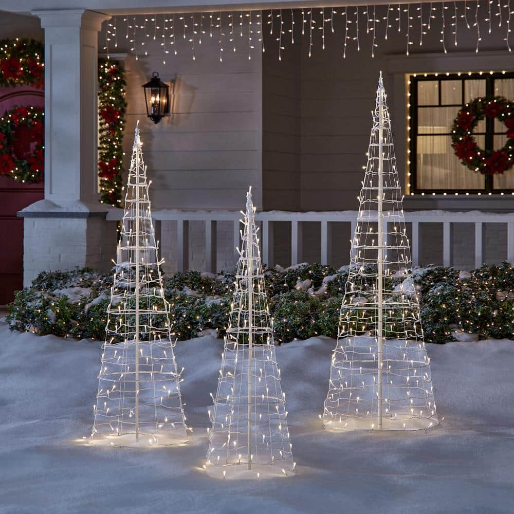 3-Piece LED Collapsible Cone Tree Holiday Yard Decoration 22SS48493