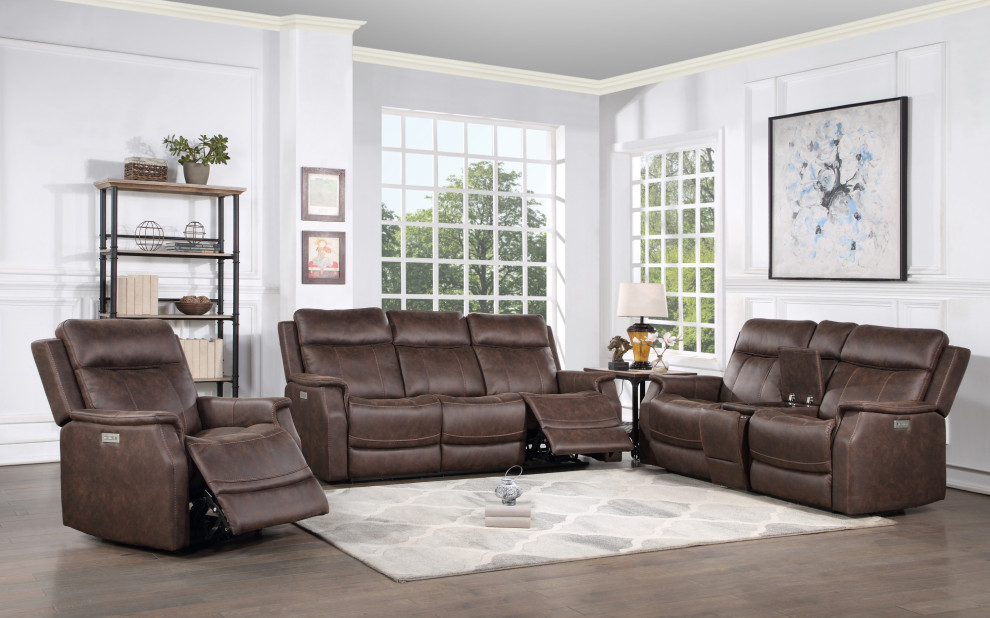 Valencia Power Recliner Sofa Walnut   Contemporary   Sofas   by Steve Silver  Houzz