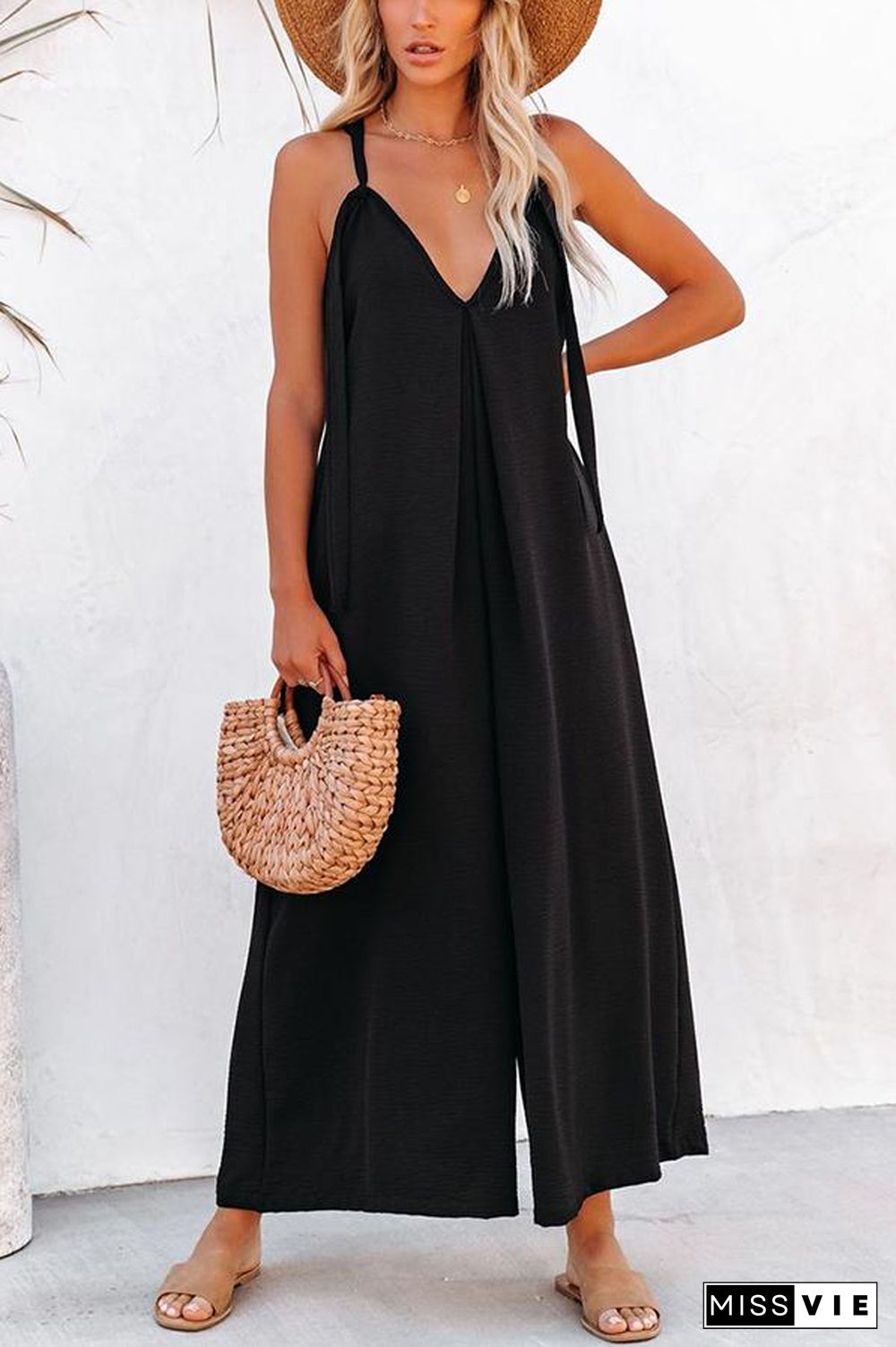 Perfectly Pocketed Wide Leg Adjustable Jumpsuit