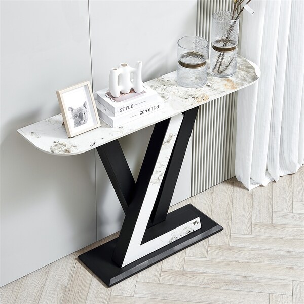 Console Table，Exquisite Shape Design w/ Adjustable Foot Pads