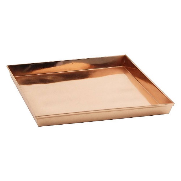 Decorative Square Stainless Steel Tray Copper Plated Finish Achla Designs