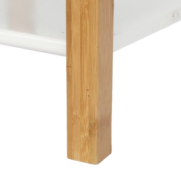 Rectangular White Table Top Natural Wood Table Legs