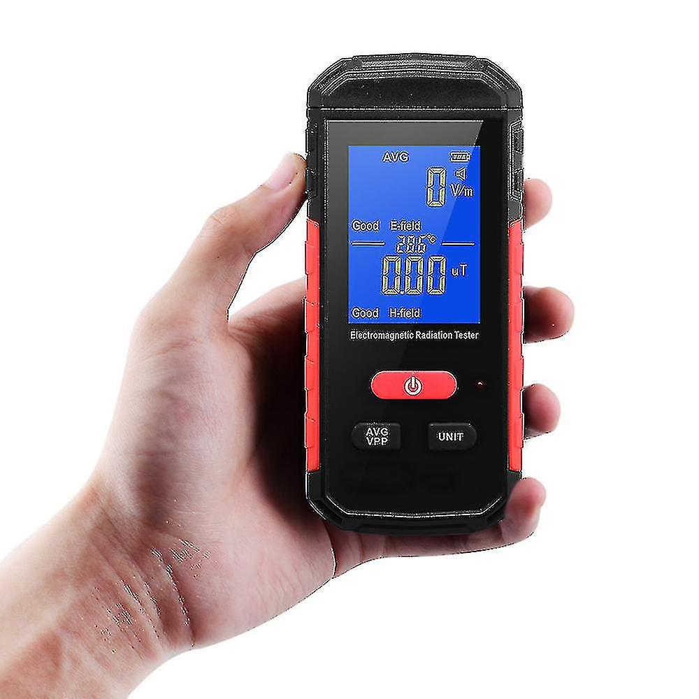 Digital Electromagnetic Radiation Tester Emf Meter Lcd Backlight Portable Electric Magnetic Field Radiation Detection Alarm Average/ Peak Mode Recharg