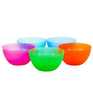 LEXI HOME 32 fl. oz Assorted Colors Reusable Plastic Cereal Bowls (Set of 6) MW1912