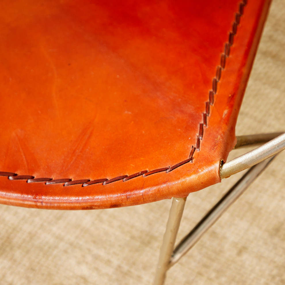 Set of 2 Brown Goat Leather and Iron Contemporary Accent Chair  29 quotx 30 quotx 25 quot  Contemporary   Armchairs And Accent Chairs   by Brimfield  ampMay  Houzz