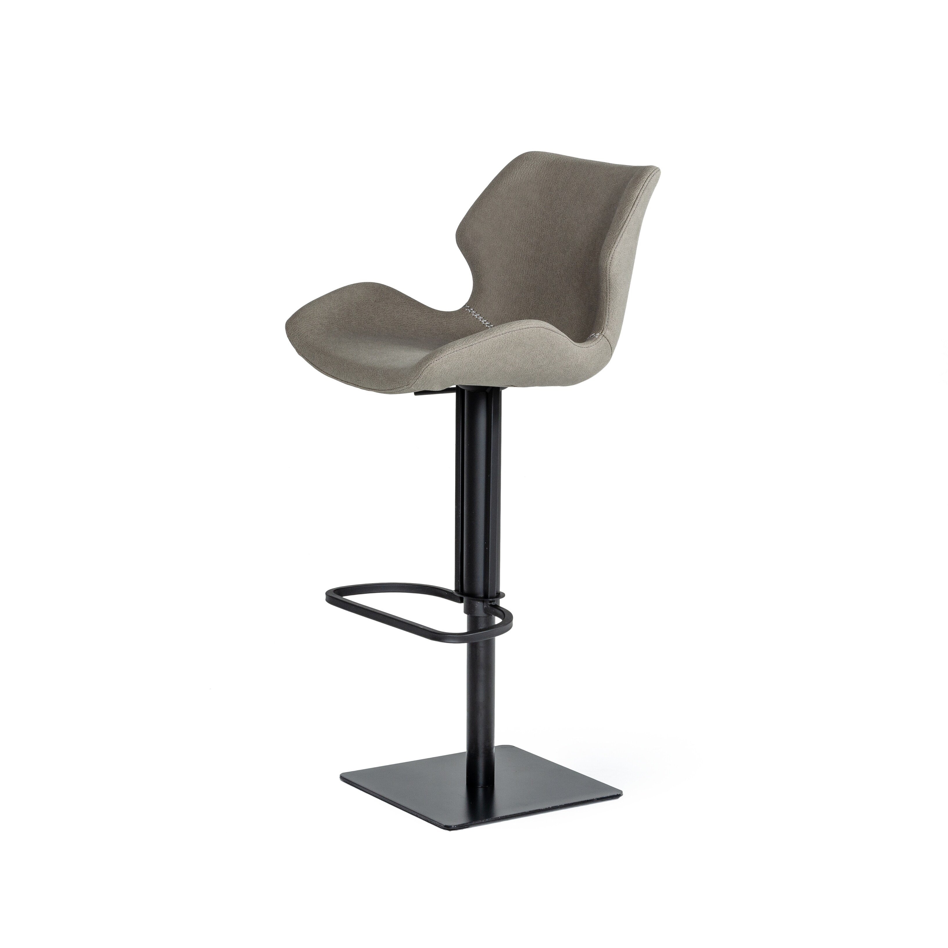 Modrest Jaffee Industrial Grey Eco-Leather Bar Stool