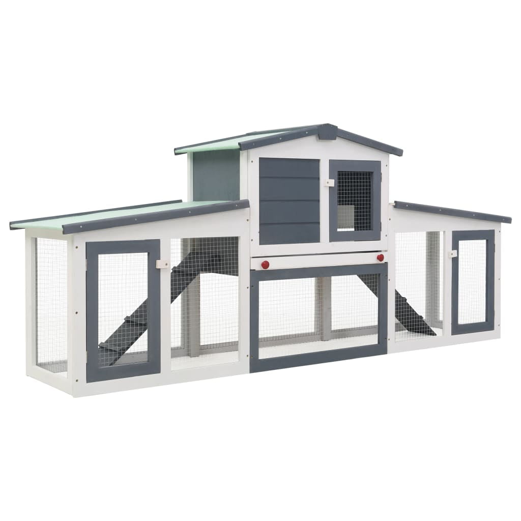 Rabbit Hutch Outdoor Inlife Large Rabbit House Gray and White 80.3