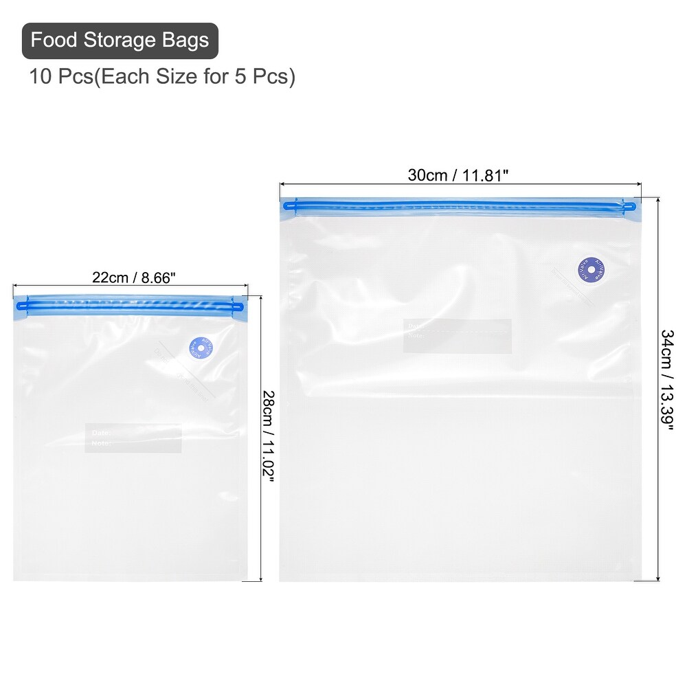 10pcs Sous Vide Bags Reusable Vacuum Food Sealer Bag 28cm x 22cm 34cm x 30cm   White