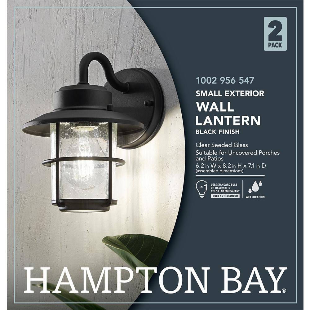 Hampton Bay 1-Light Black Outdoor Wall Lantern Sconce (2-Pack) JBO1691A-4