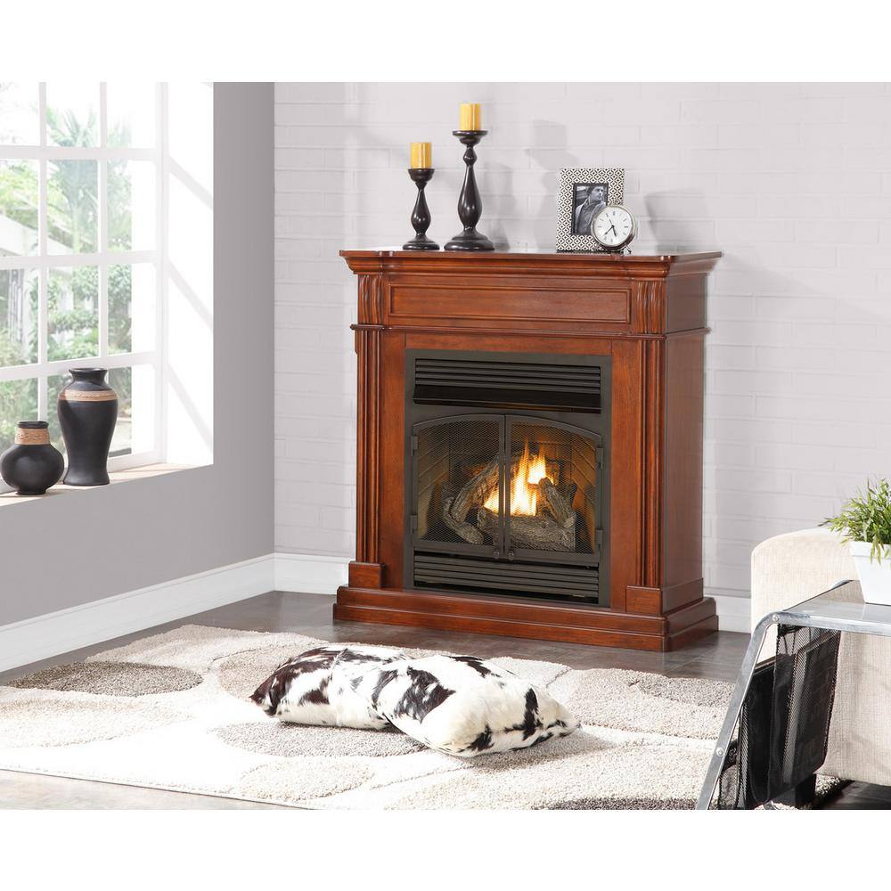 Duluth Forge Dual Fuel Ventless Gas Fireplace - 32000 BTU T-Stat Control Autumn Spice Finish 170122