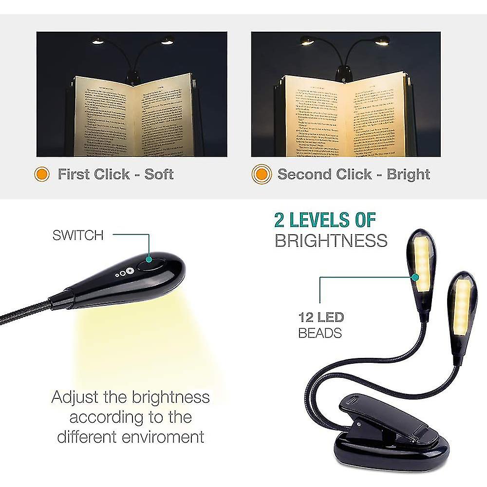 Led Reading Lamp， Recharable 14 Led ， 3 Ness Settings