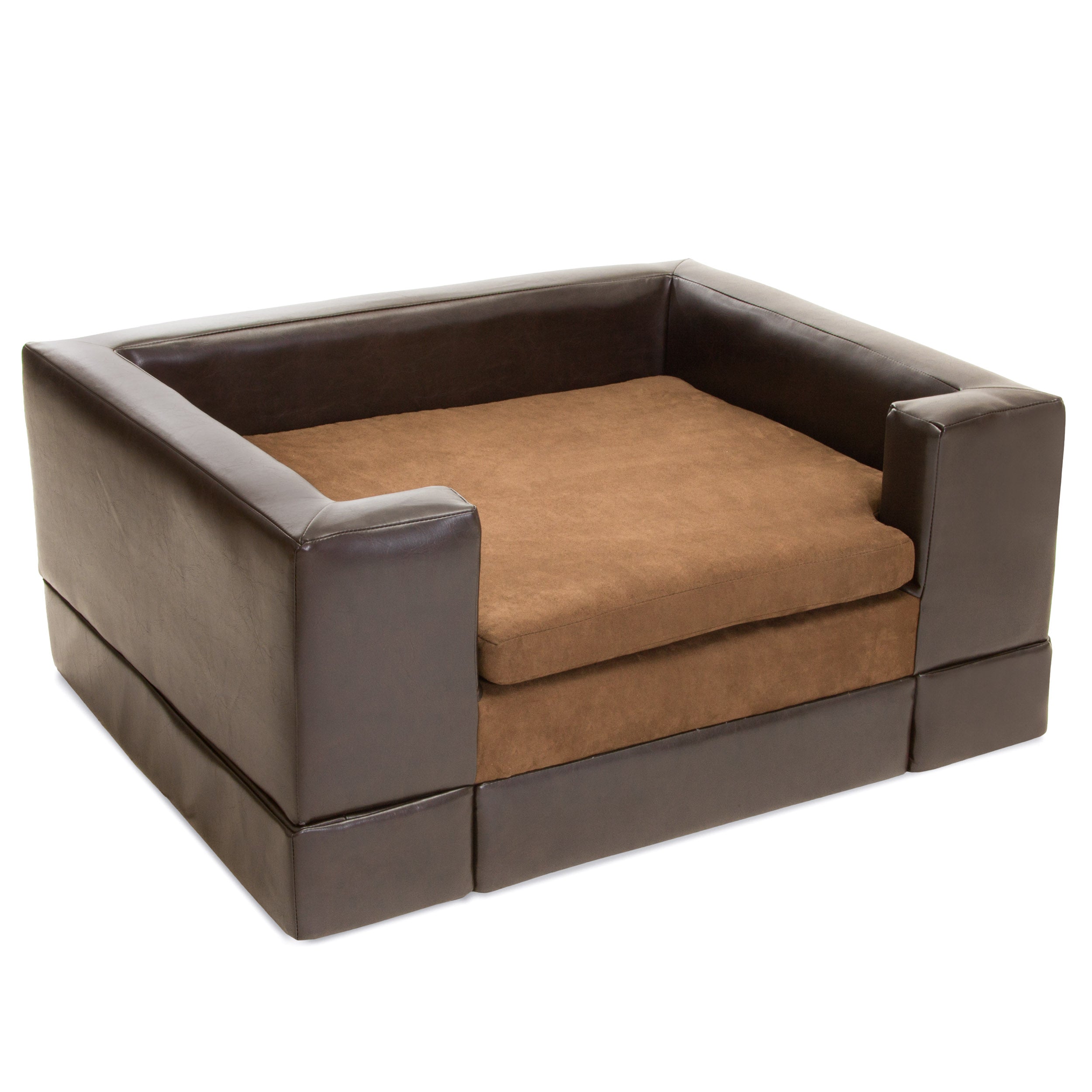 Rover Contemporary Leather Cushioned Frame Dog Bed