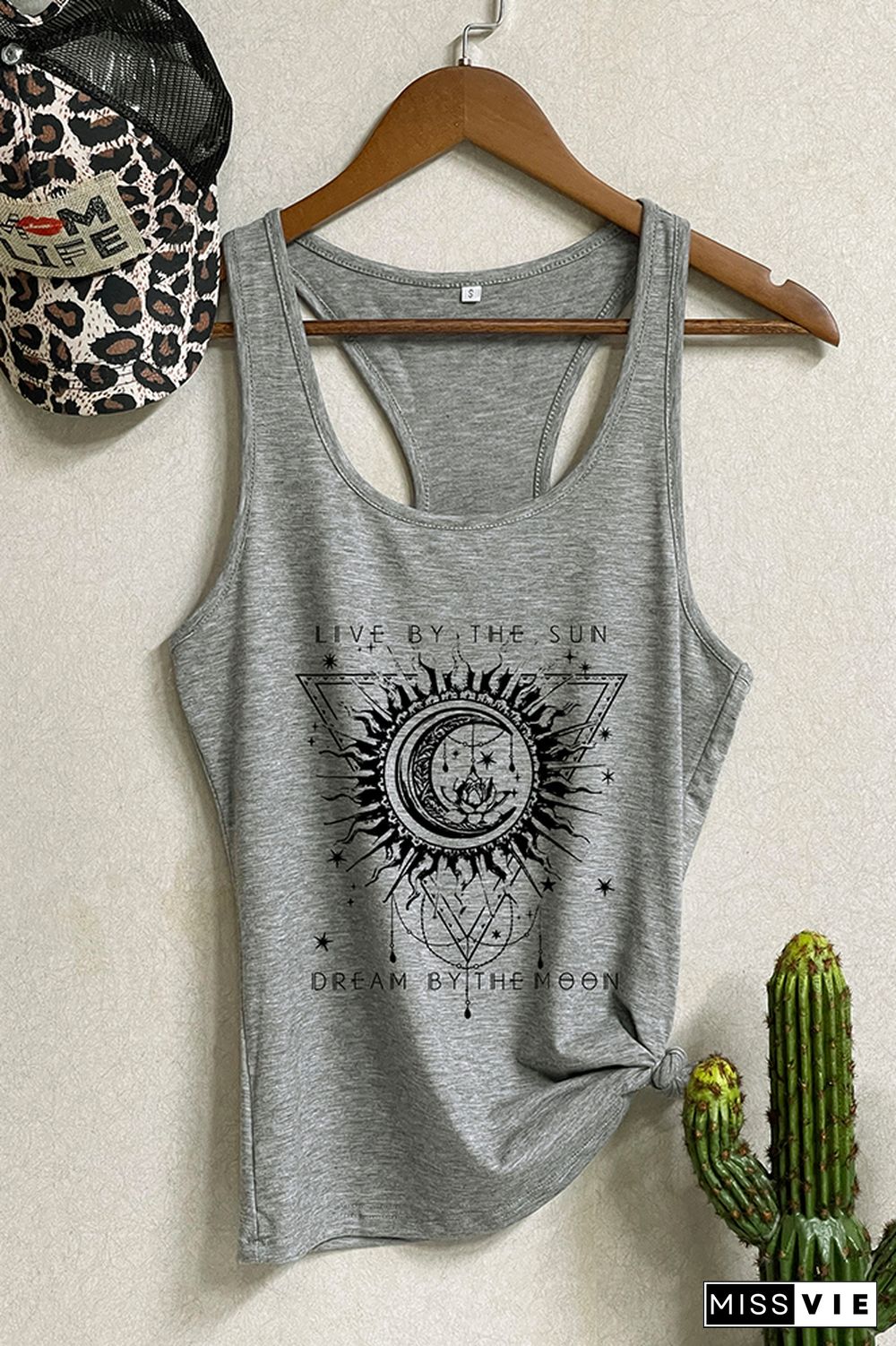 Live By The Sun Dream By The Moon Sleeveless Tank Top Wholesale