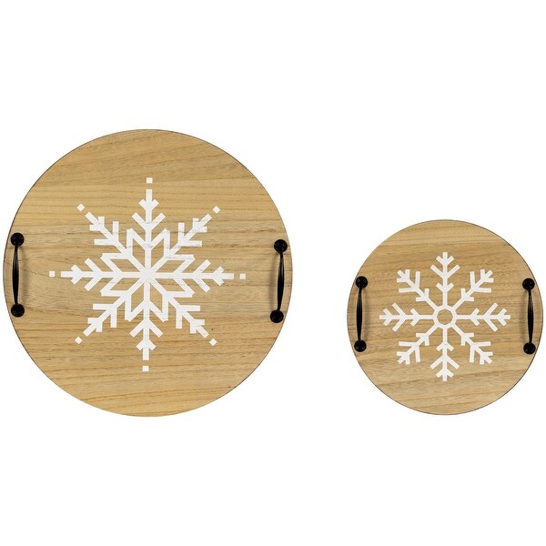 Round Snowflake Christmas Serving Trays with Handles