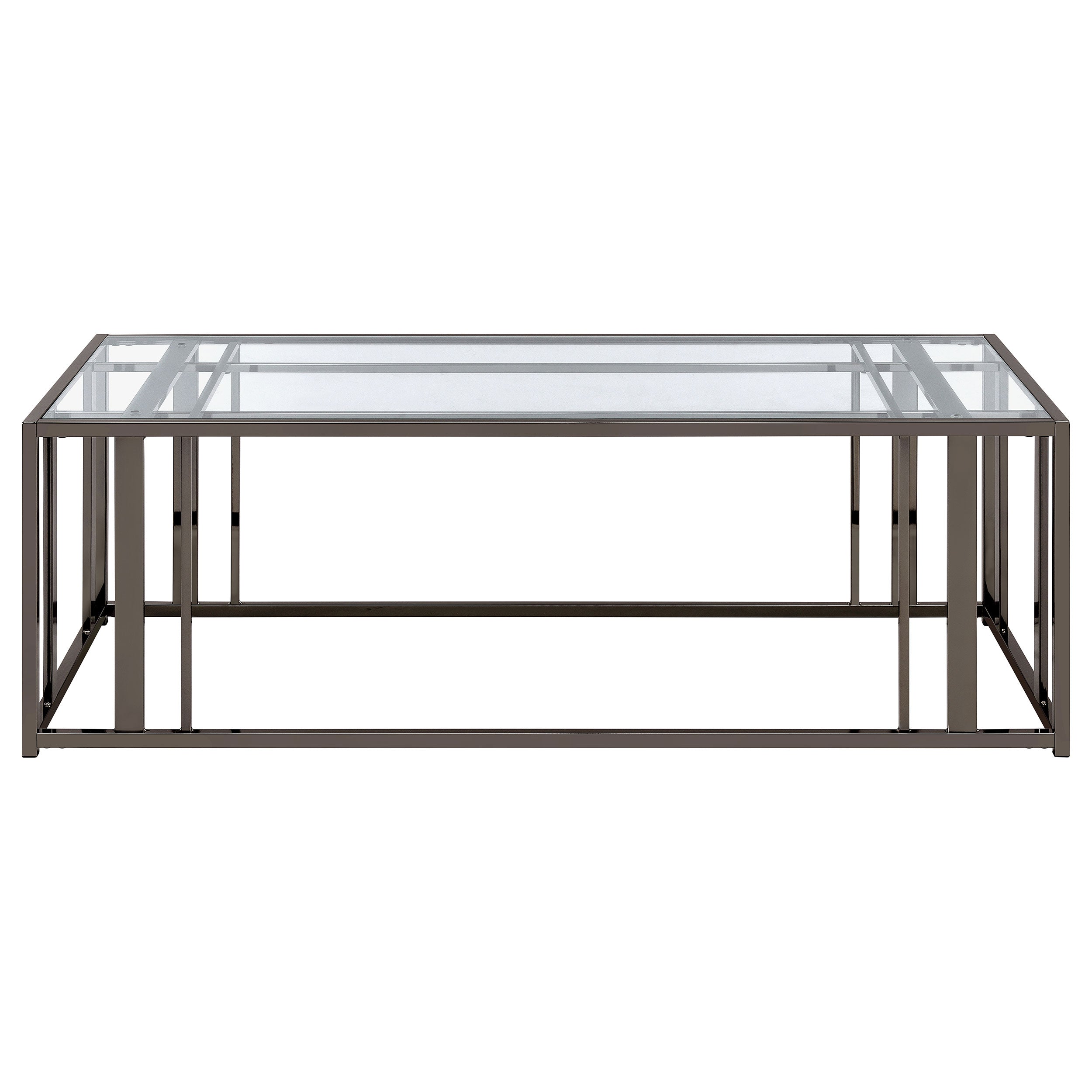 Adri Rectangular Glass Top Coffee Table Clear And Black Nickel-708358