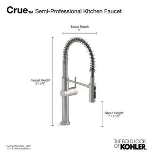 KOHLER Crue Semi-Professional Single-Handle Pull-Down Sprayer Kitchen Faucet in Matte Black K-22973-BL