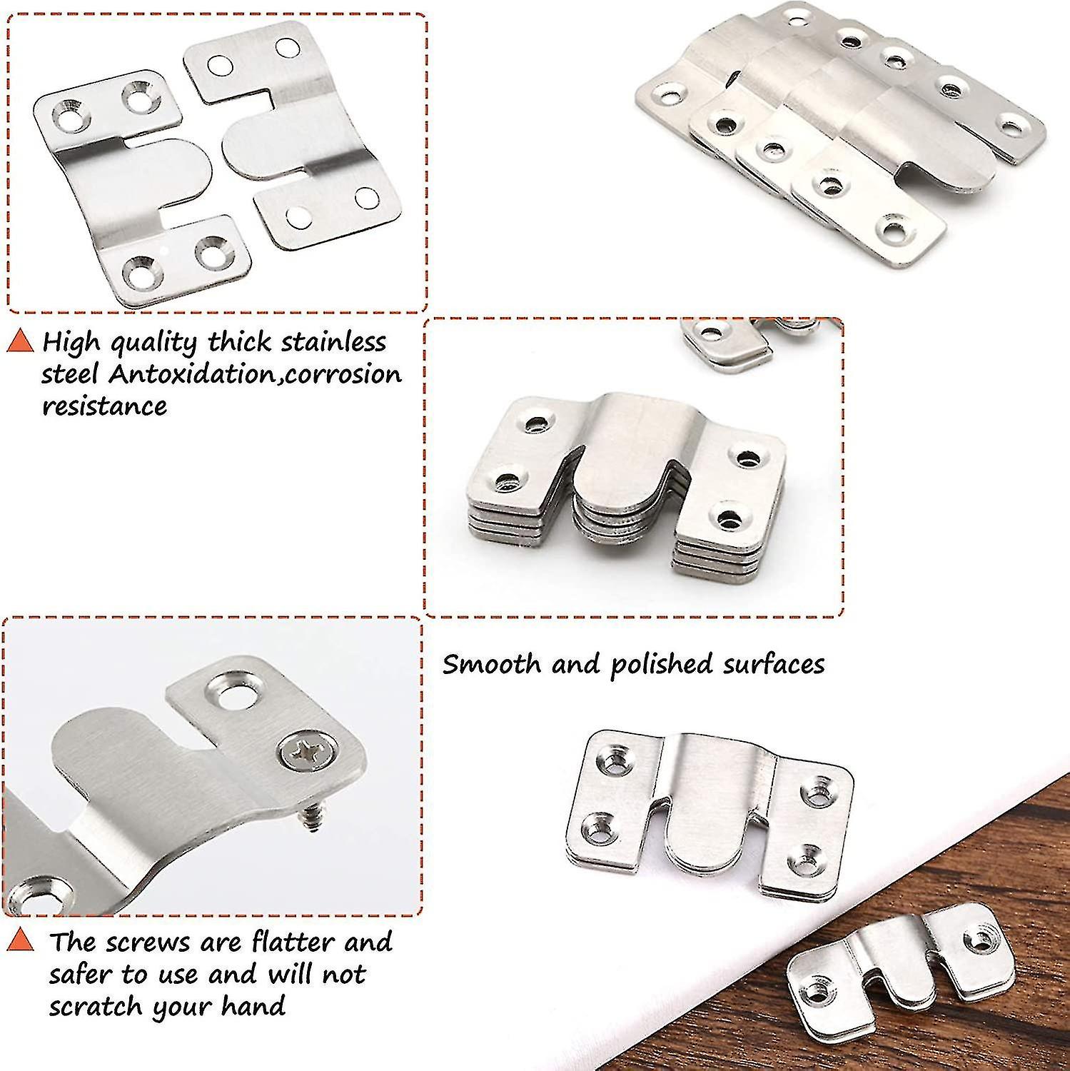 Botao Flush Mount Brackets， Headboard Wall Fixing Brackets Wall Mount Interlocking Z Clip Hook Hardw