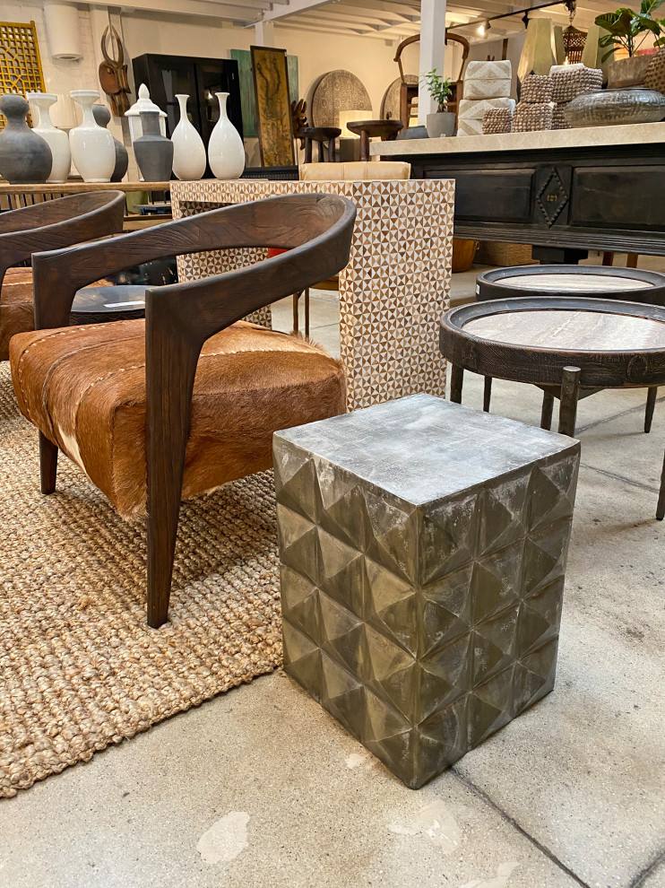 Vintage Metal Prism Side Table   Industrial   Side Tables And End Tables   by Design Mix Furniture  Houzz