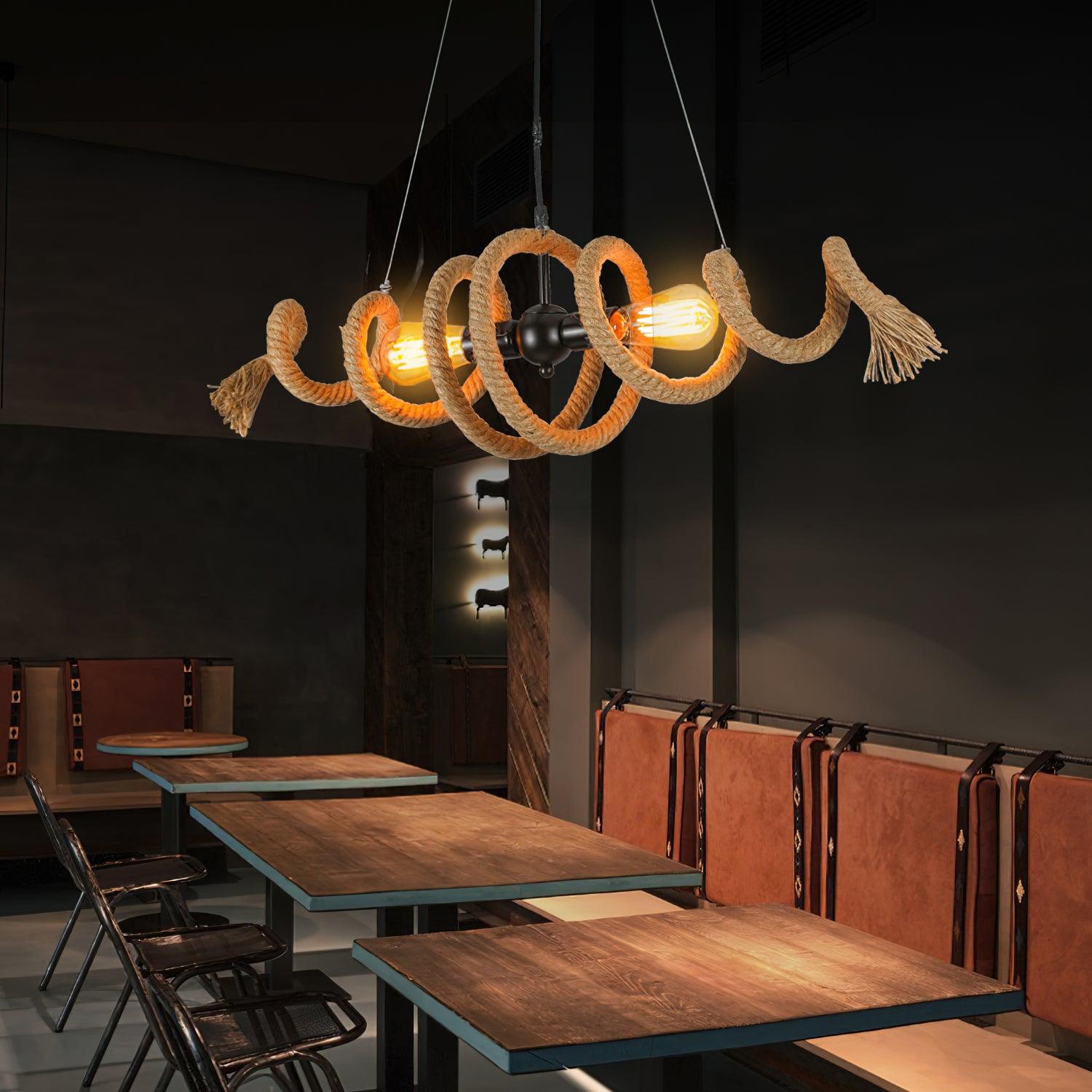 Hemp Rope Industrial Spiral Chandelier