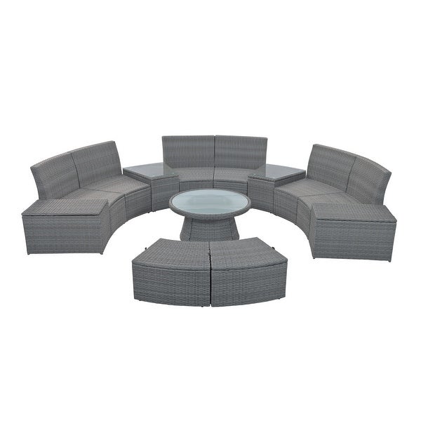 10-Pieces Outdoor Garden Patio Furniture Sets for 8， Sectional Sofa Sets for Patio， Porch， Backyard， Balcony， Poolside and Garden - Overstock - 37459262