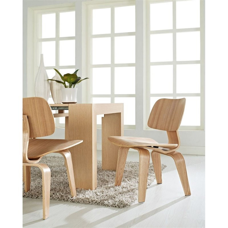 Modway Fathom 18.5 quotStyle Wood Dining Chairs in Natural (Set of 2)   Midcentury   Dining Chairs   by Homesquare  Houzz