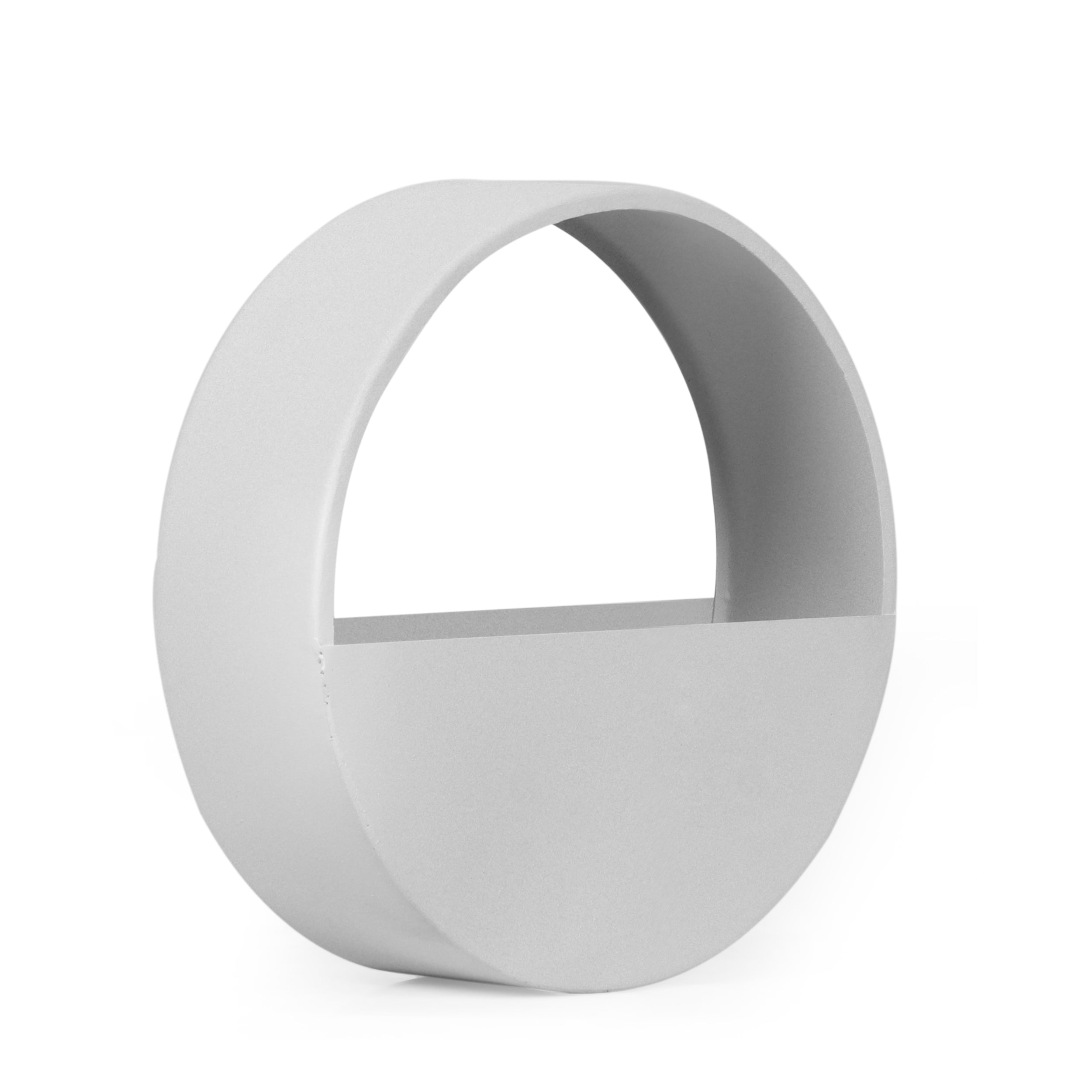 Beall Ware Modern Handcrafted Round Wall Planter, Sandy White