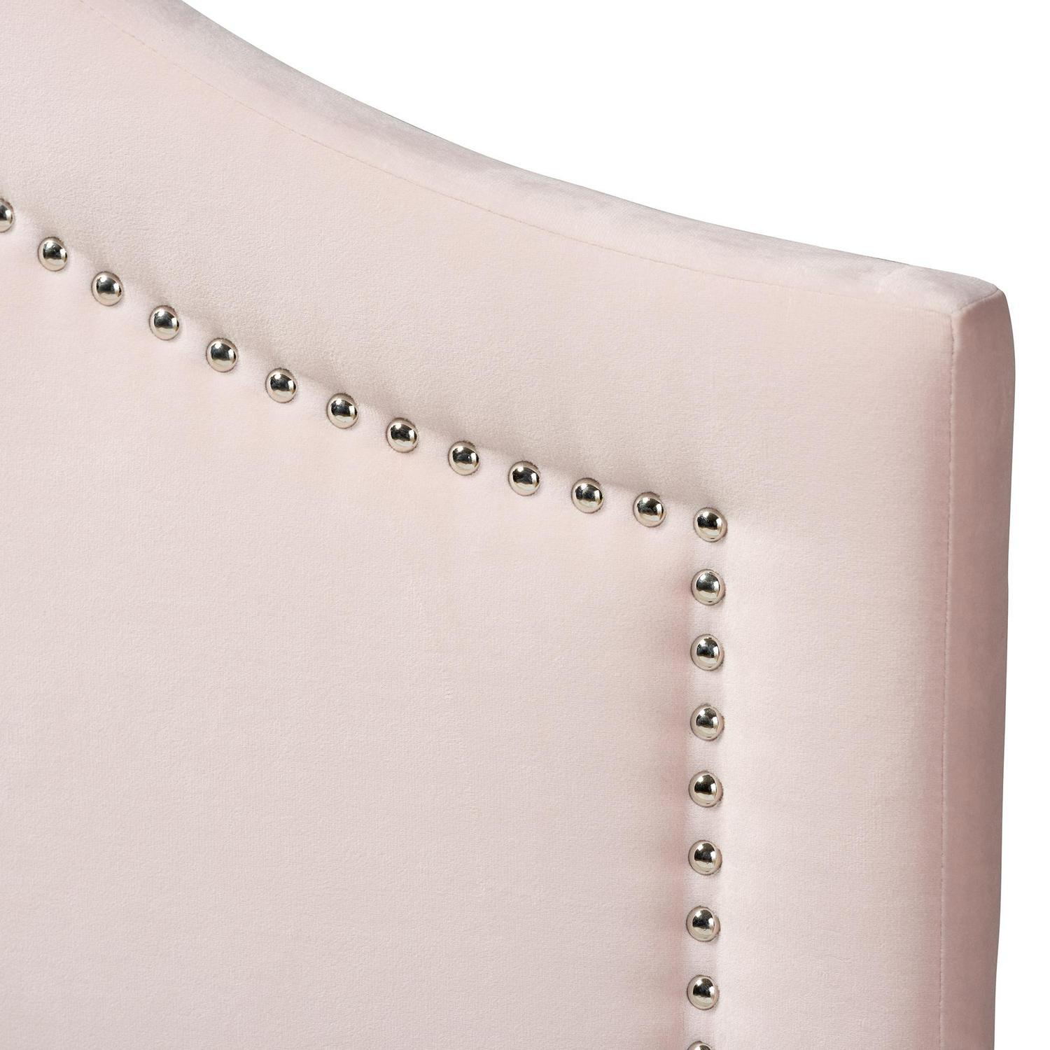 Baxton Studio Rita Modern and Contemporary Light Pink Velvet Fabric Upholstered King Size Headboard  Crowdfused