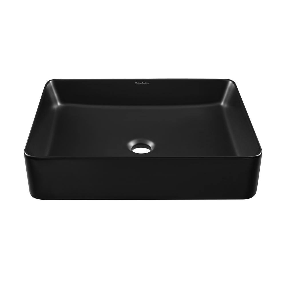 Swiss Madison Concorde Matte Black Ceramic Rectangle Vessel Sink SM-VS242MB