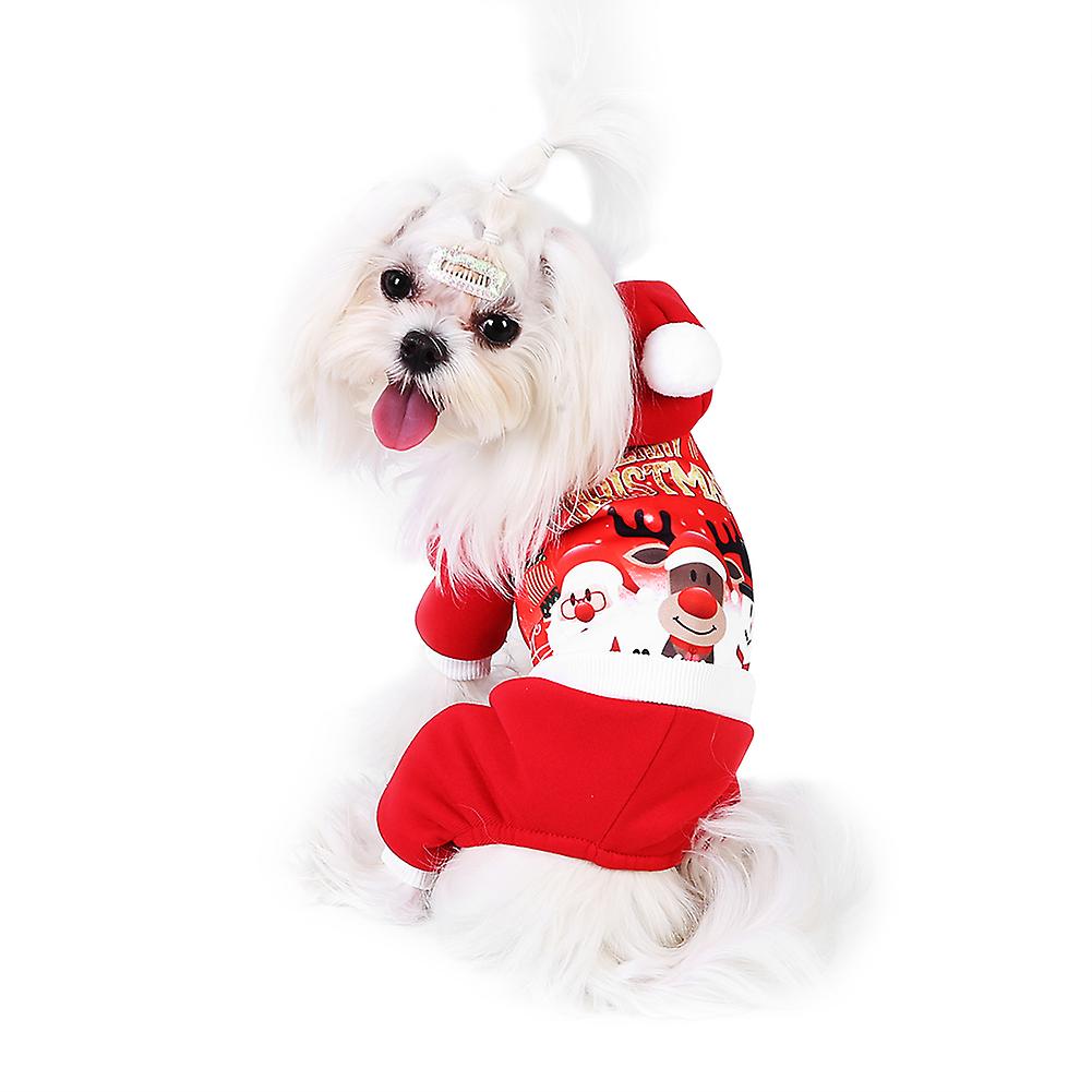 Fashionable Hooded Pet Costume Dogs Parties Christmas Clothes Warm Winter Coat For Xmas(l)