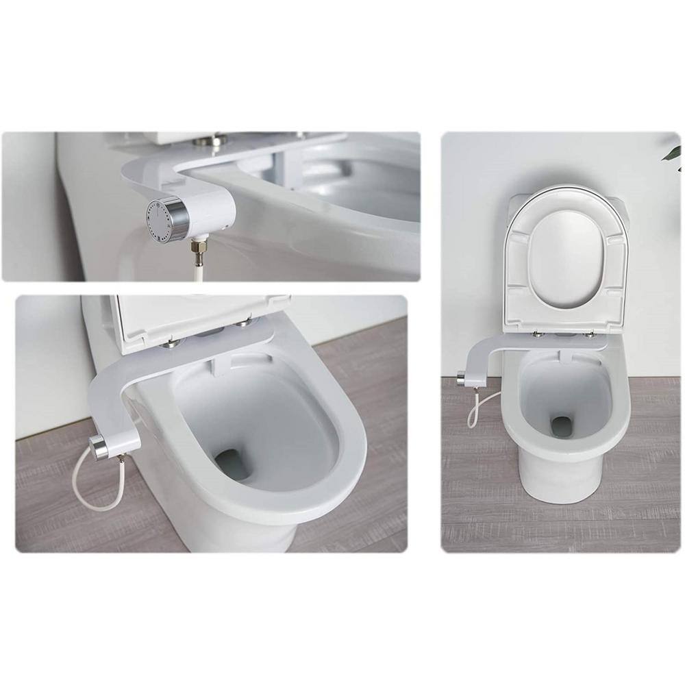 ELLOALLO Comfort Non-Electric Bidet Toilet Seat Attachment with Nozzle Adjuster in White BA-JA1101