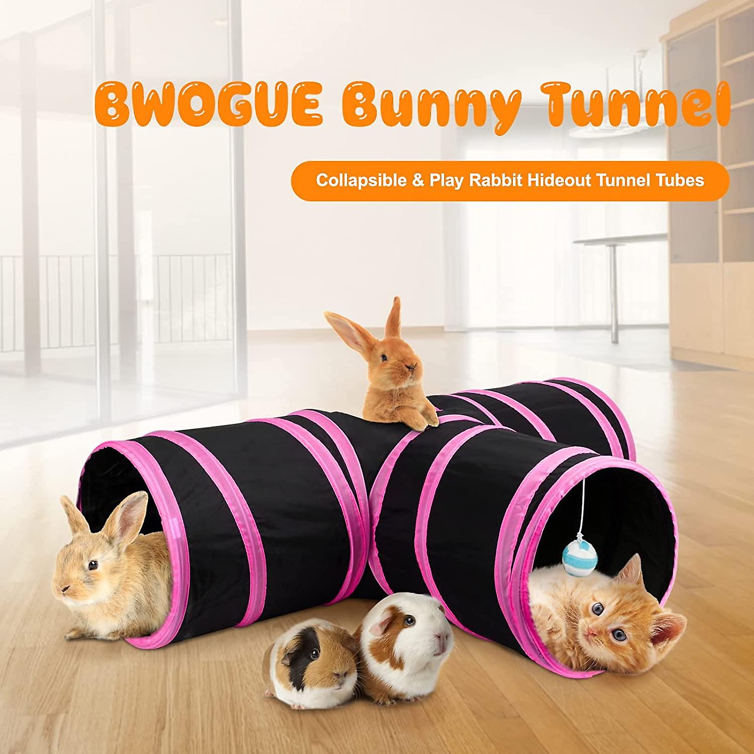 Bunny Tunnels and Tubes Collapsible 3 Way Bunny Hideout Small Animal Activity Tunnel Toys For Dwarf Rabbits Bunny Guinea Pigs Kitty