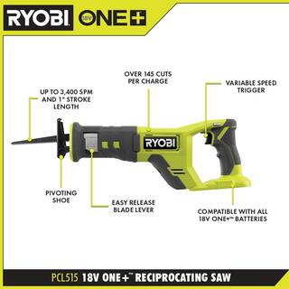 RYOBI ONE+ 18V Cordless Reciprocating Saw with FREE 2.0 Ah Battery PCL515B-PBP006