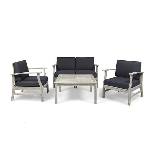 Perla Acacia 5piece Chat Set with Cushions by Christopher Knight Home