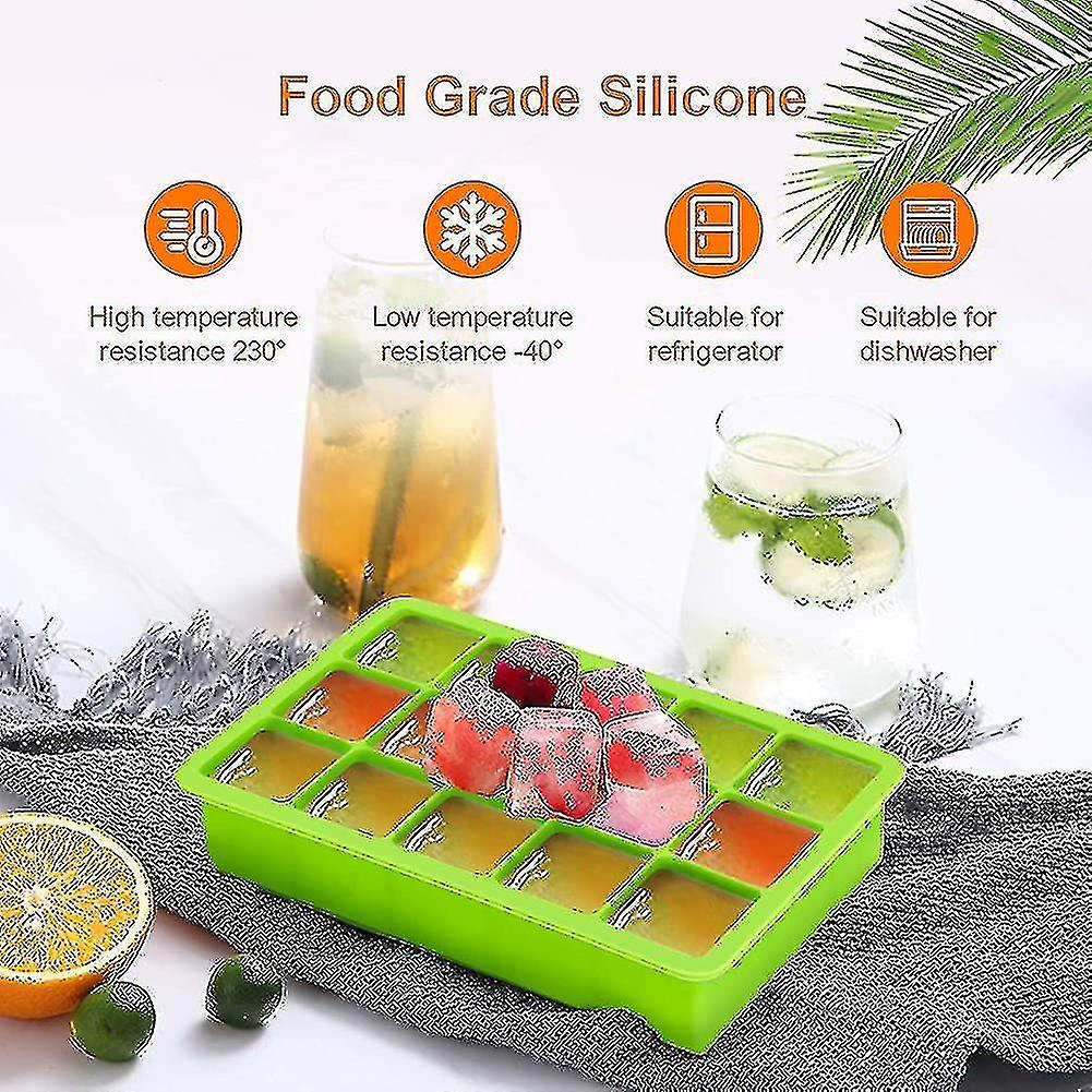 Ice Cube Tray With Lid， Ice Cube Trays Silicone， Ice Trays 2 Pack， Easy Release